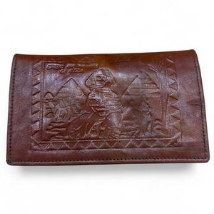 Vintage Ancient Egyptian Sphinx & Pyramids Motif Embossed Leather Wallet